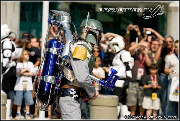 The Rocketman as Boba Fett working the crowd