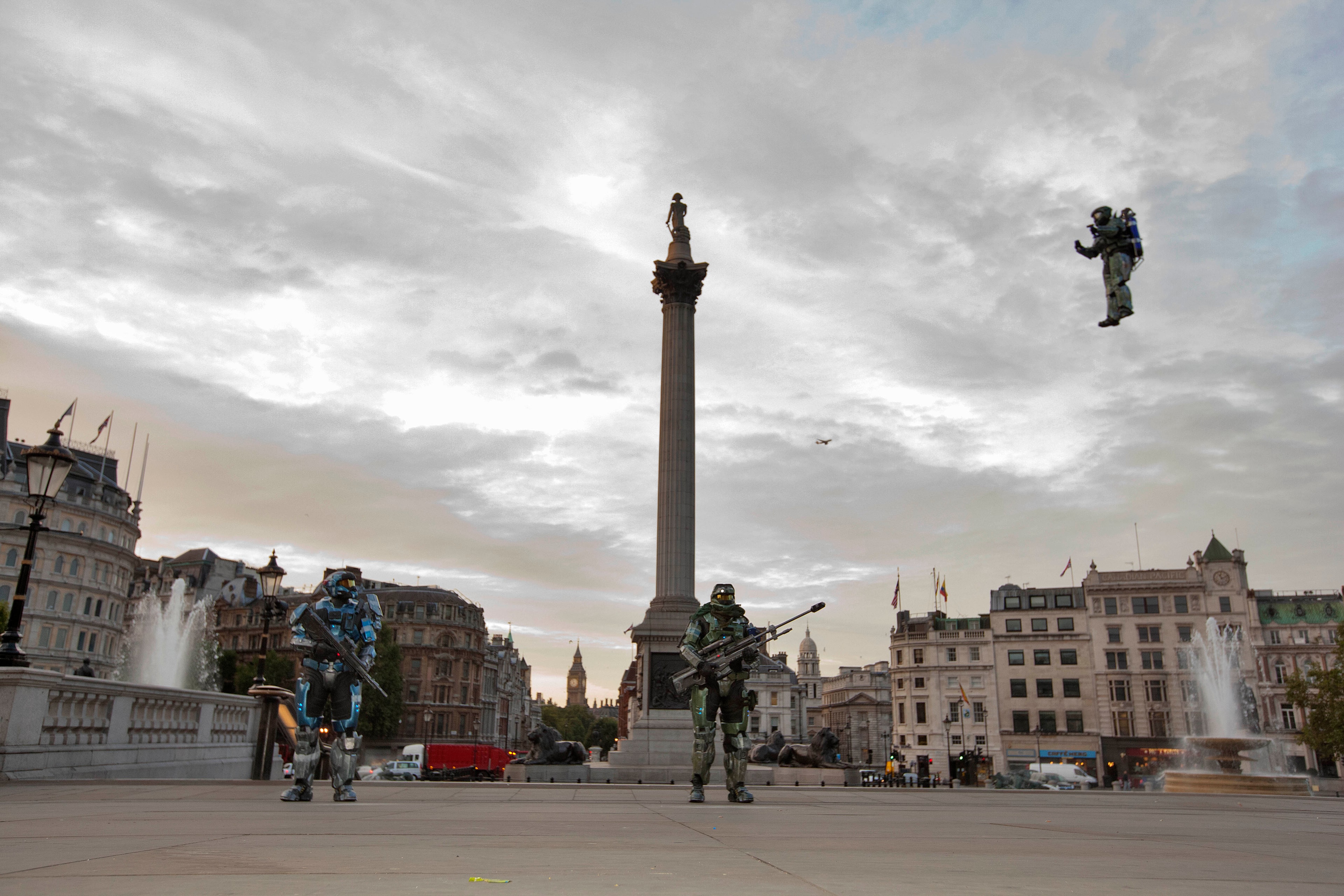 Halo Staff Sergeant making his entrance at Trafalgar Square, London