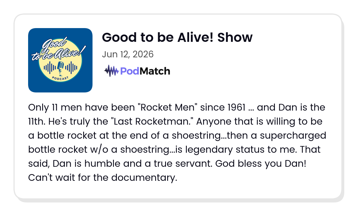 Good to be Alive Show podcast episode featuring The Rocketman