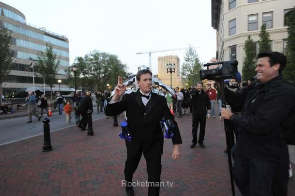 James Bond-style entrance by The Rocketman